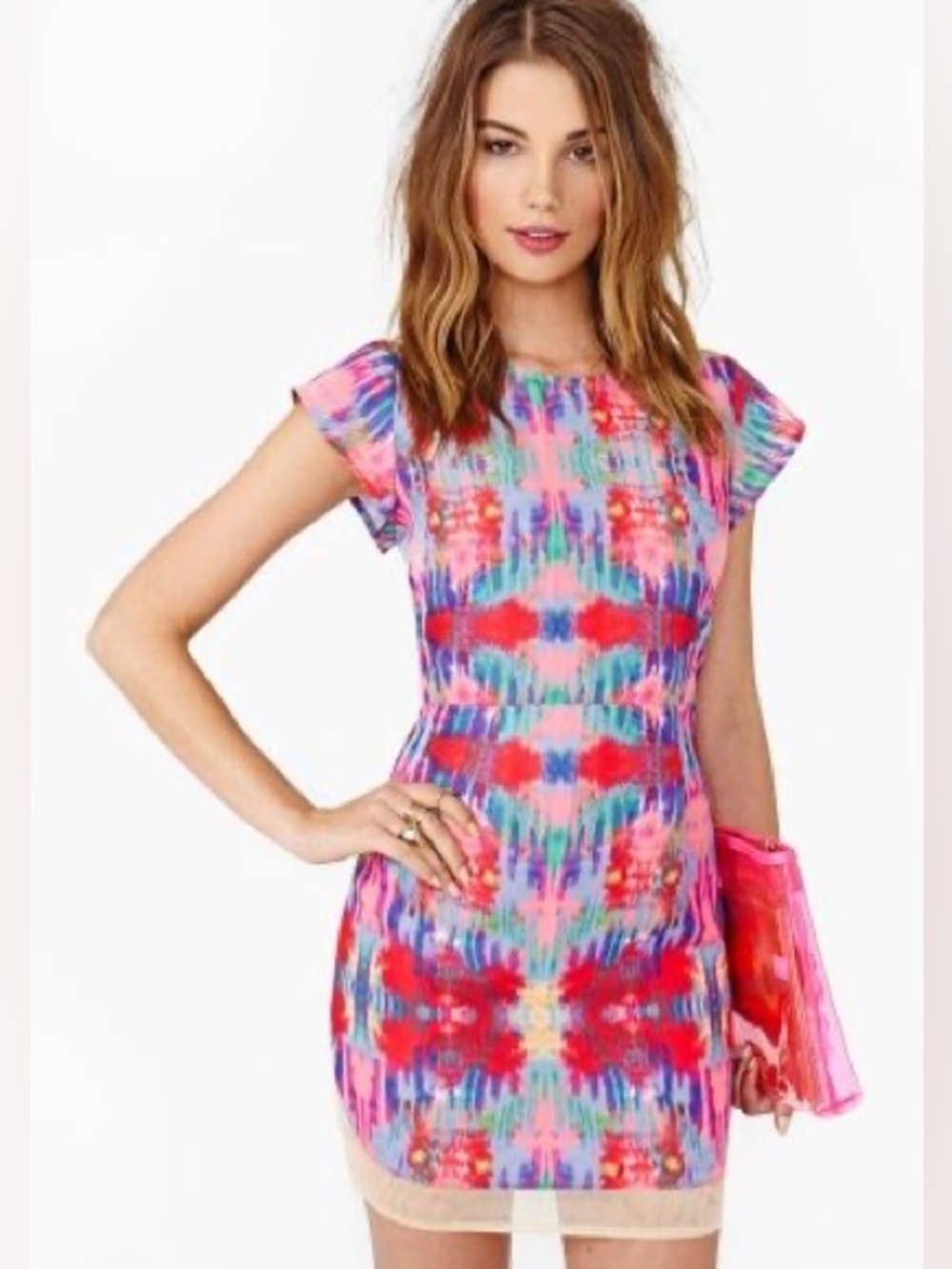 Nasty Gal Pink Multicolor Tie-Dye Shift Dress